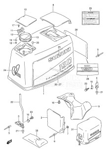 DT200STC From 20001-011001 ()  1990 drawing ENGINE COVER (DT150EPI)