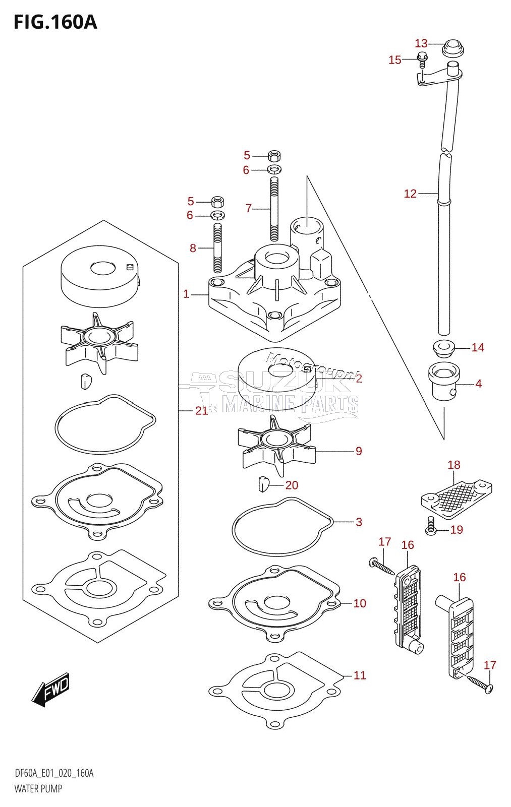 WATER PUMP (DF40A:E01,DF40AST:E34,DF50A:E01)