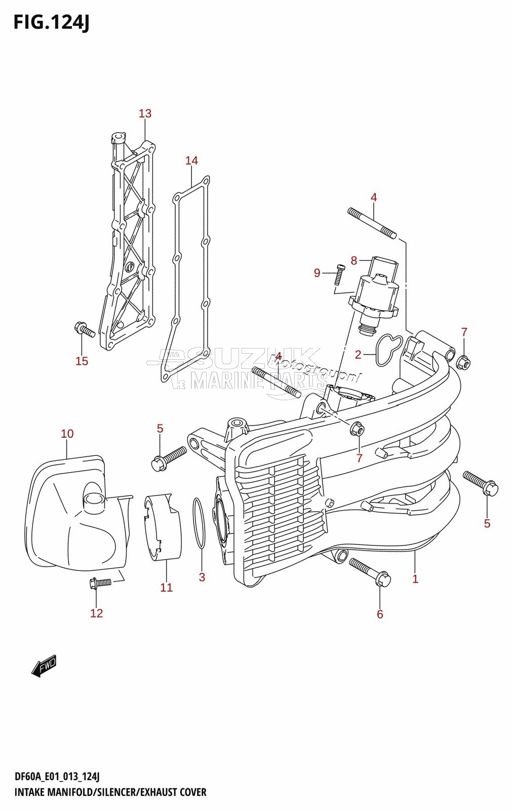 INTAKE MANIFOLD /​ SILENCER /​ EXHAUST COVER (DF60AQH:E01)