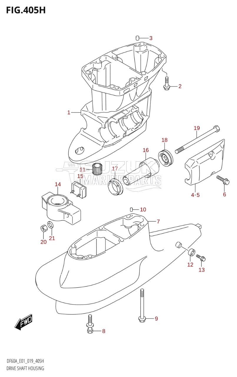 DRIVE SHAFT HOUSING (DF60AVT:E01,DF60AVT:E40)