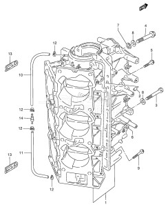 DT225 From 22501-461001 ()  1994 drawing CRANKCASE (DT150 /​ 175 /​ 200 /​ 200T)(*)