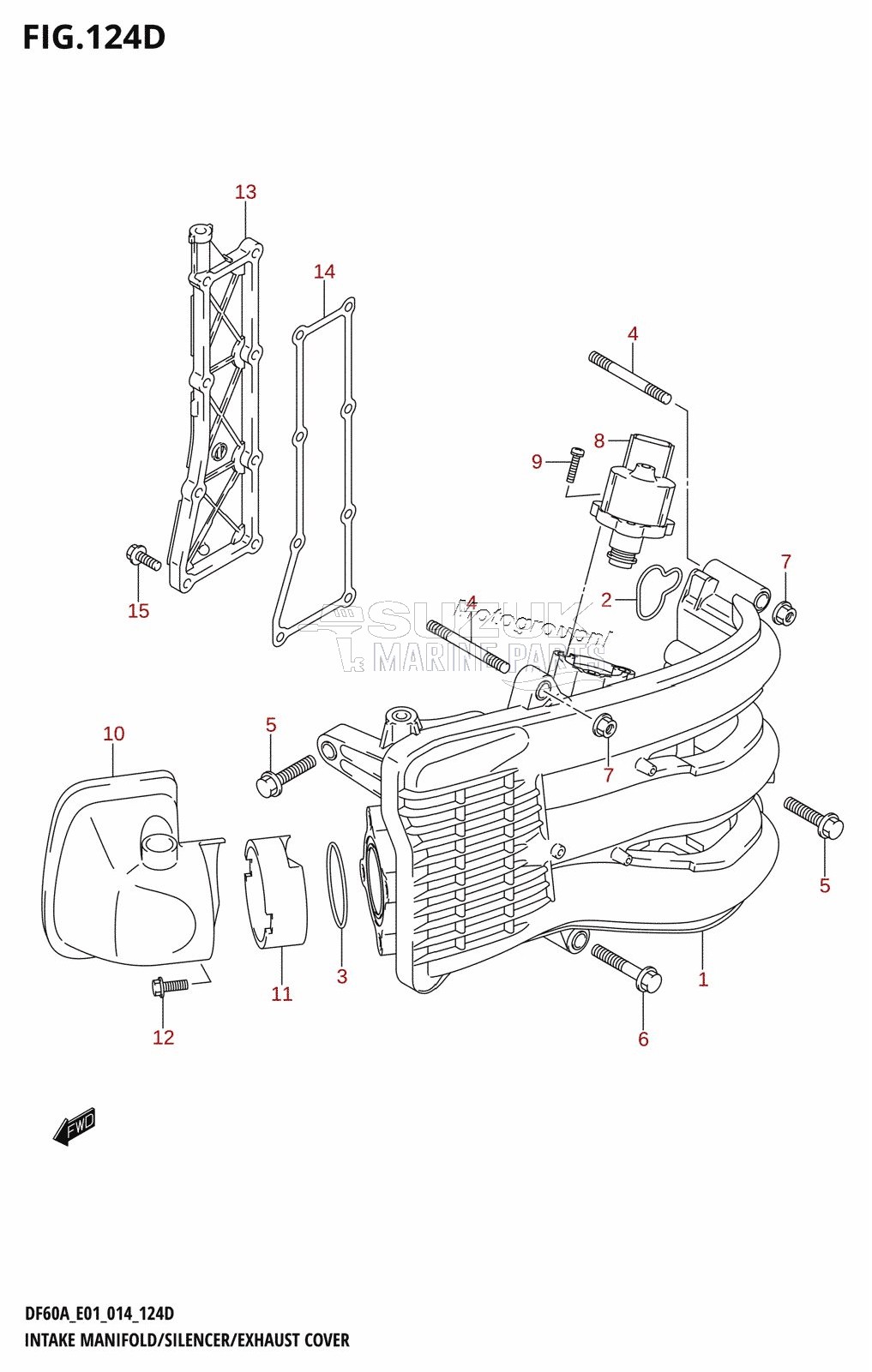 INTAKE MANIFOLD /​ SILENCER /​ EXHAUST COVER (DF40AST:E34)