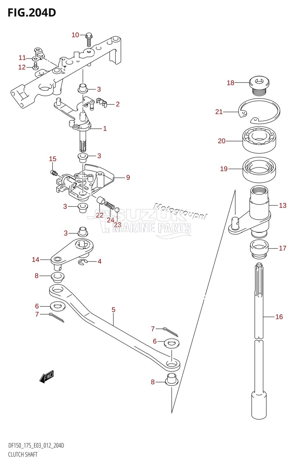 CLUTCH SHAFT (DF175Z:E03)