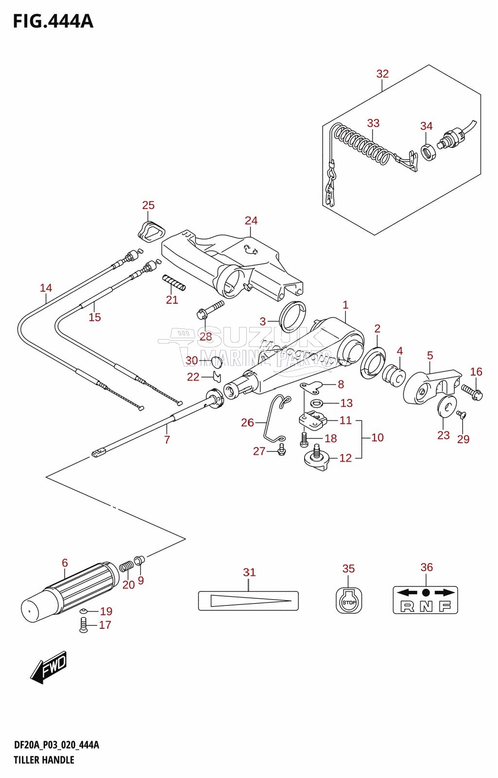 TILLER HANDLE (DF9.9B,DF9.9BTH,DF15A,DF15ATH,DF20A,DF20ATH)