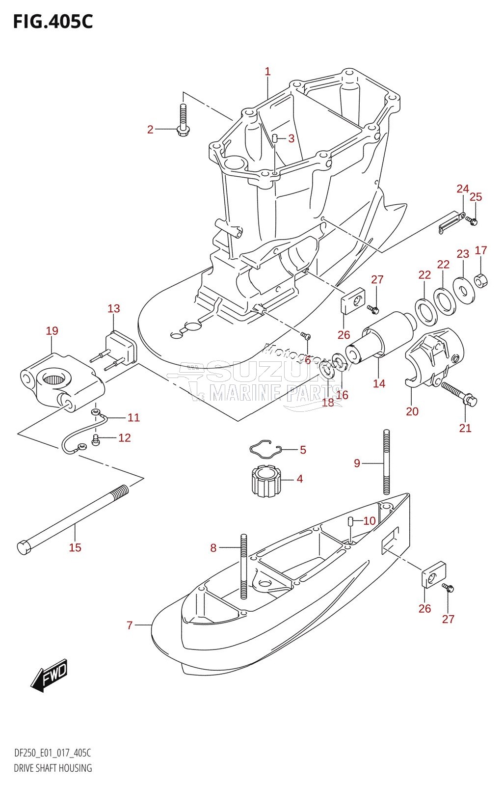 DRIVE SHAFT HOUSING (DF200T:E01:(X-TRANSOM,XX-TRANSOM))