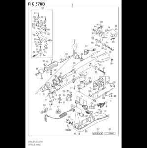 10004F-340001 (2023) 100hp E01 E40-Gen. Export 1 - Costa Rica (DF100BT) DF100B drawing OPT:TILLER HANDLE (SEE NOTE)