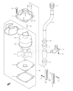 DF 90 drawing Water Pump (S/N 680686 & Newer)