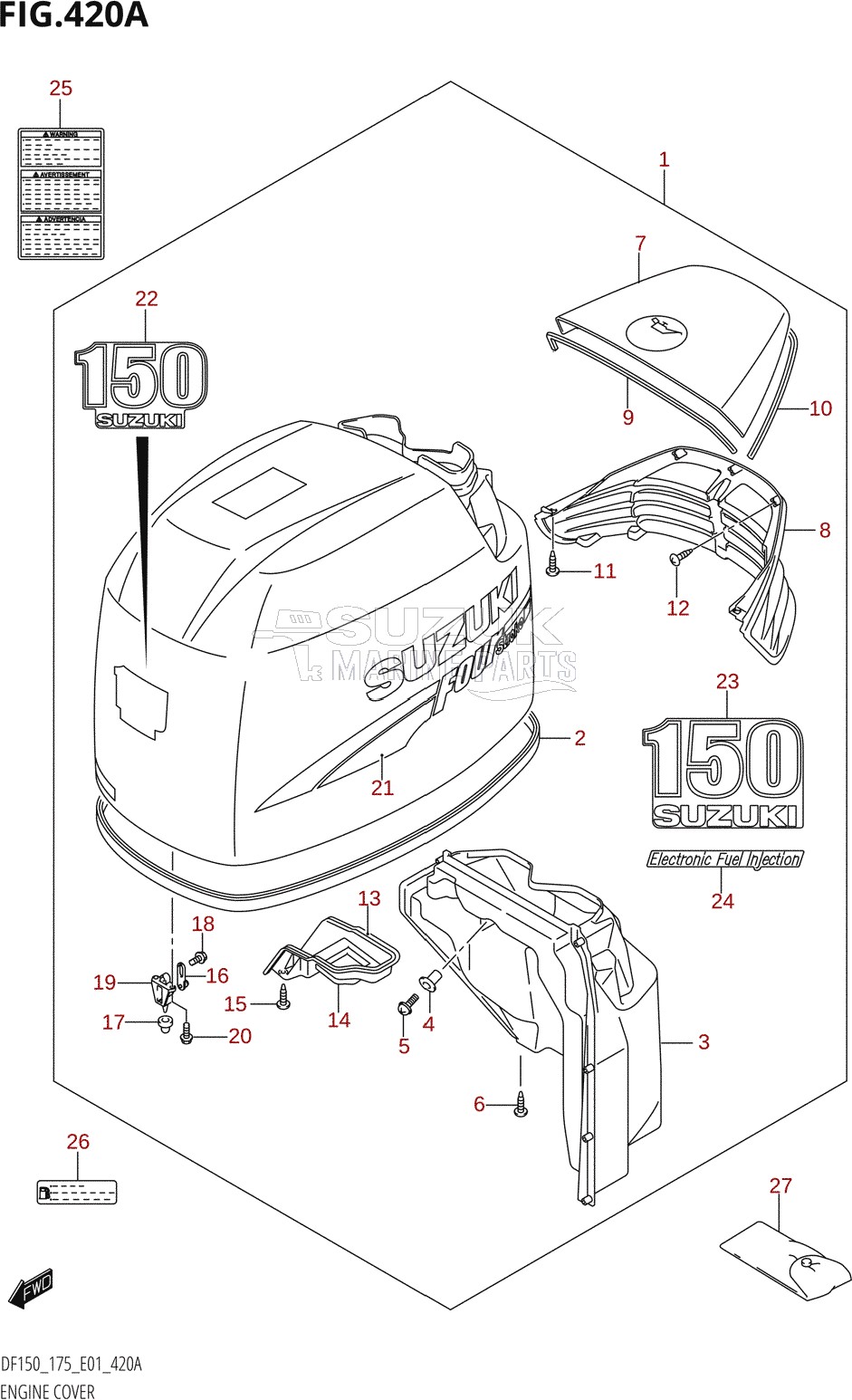 ENGINE COVER ((DF150T,DF150Z):(K6,K7,K8,K9),DF150WT:(K7,K8,K9))