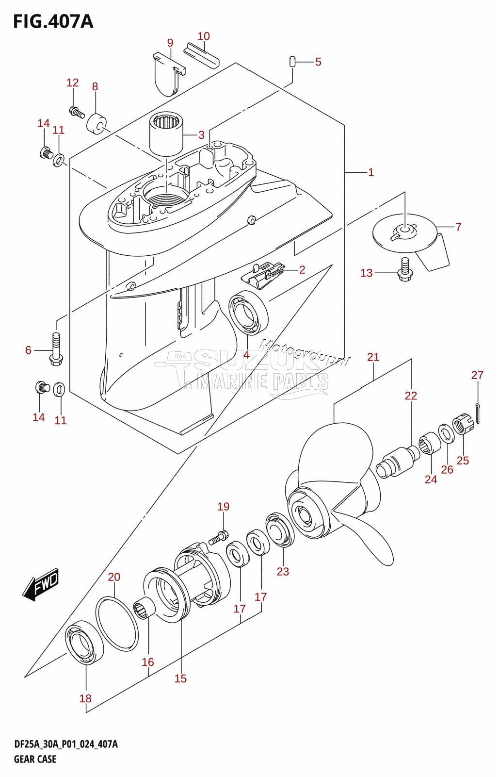 GEAR CASE (DF25A,DF30AR)