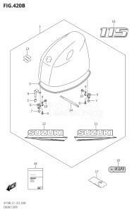 14005Z-340001 (2023) 140hp E11 E40-Gen. Export 1-and 2 (DF140BZ) DF140BZ drawing ENGINE COVER (DF115BT,DF115BZ)