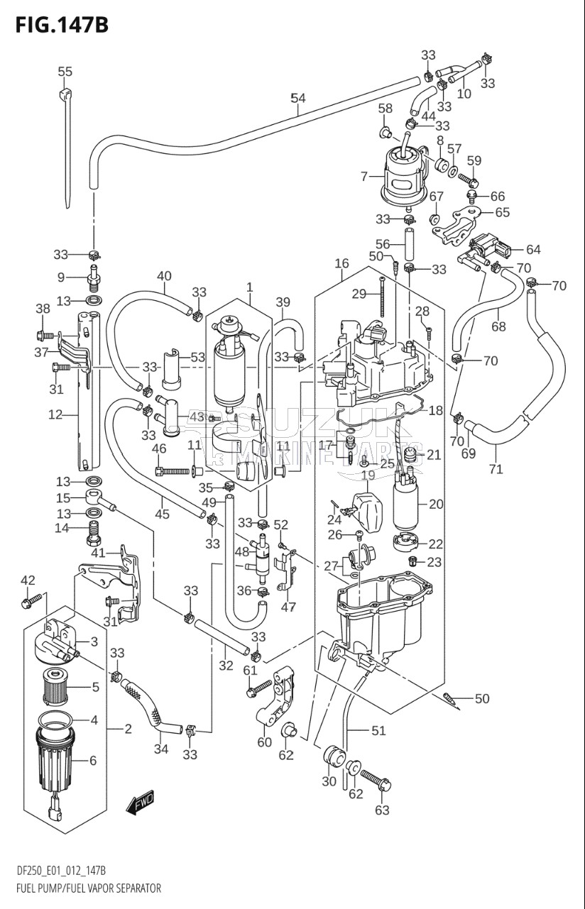 FUEL PUMP / FUEL VAPOR SEPARATOR (DF200T:E40)