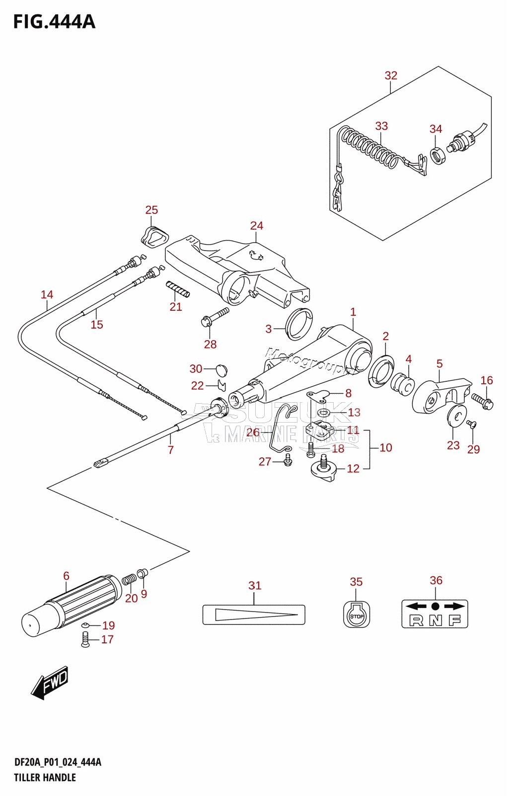 TILLER HANDLE (DF9.9B,DF15A,DF20A:P01,DF20ATH)