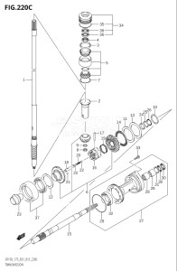 15002Z-310001 (2013) 150hp E01 E40-Gen. Export 1 - Costa Rica (DF150Z) DF150Z drawing TRANSMISSION (DF150Z:E01)