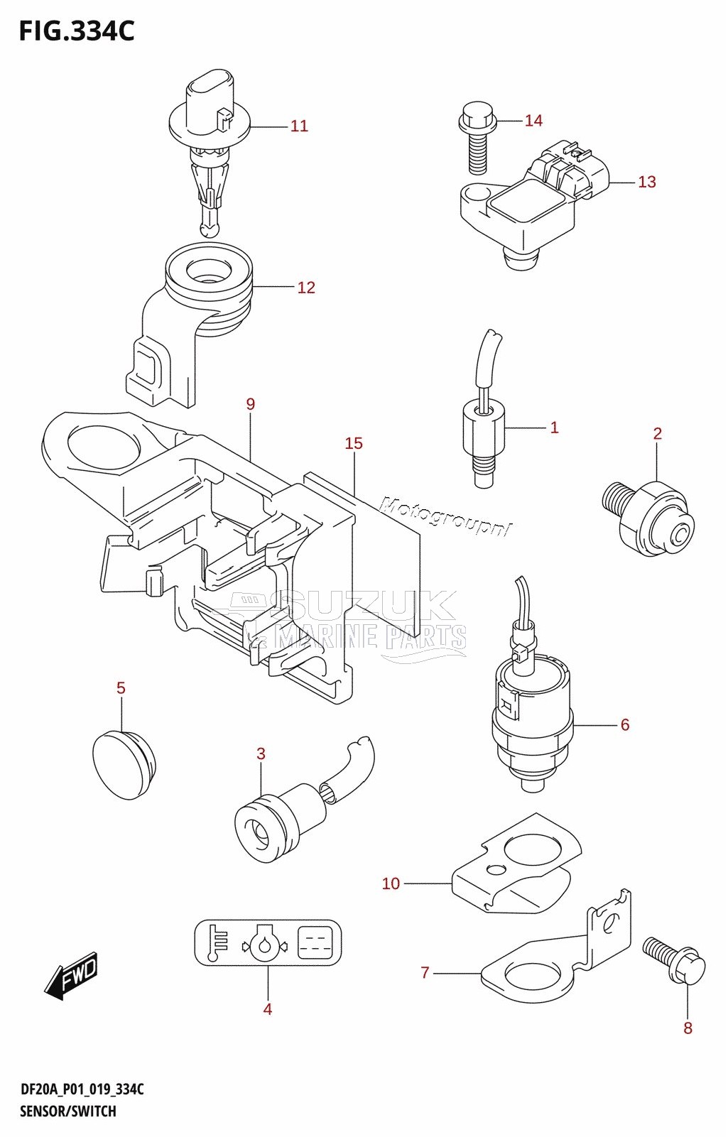 SENSOR /​ SWITCH (DF9.9BR,DF9.9BT,DF15AR,DF15AT,DF20AR,DF20AT)