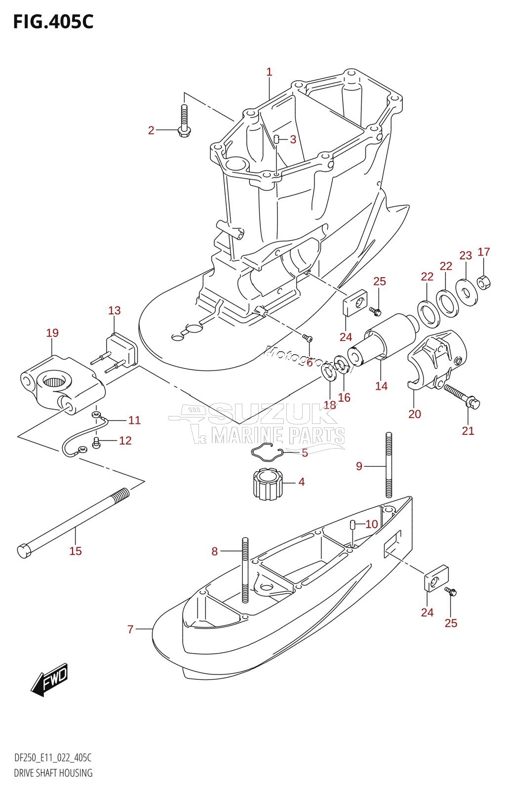 DRIVE SHAFT HOUSING ((DF250T,DF250Z,DF225T,DF225Z,DF200T,DF200Z):XX-TRANSOM)