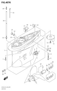 22503Z-040001 (2020) 225hp E01 E40-Gen. Export 1 - Costa Rica (DF225Z) DF225Z drawing GEAR CASE (DF250Z:E01)