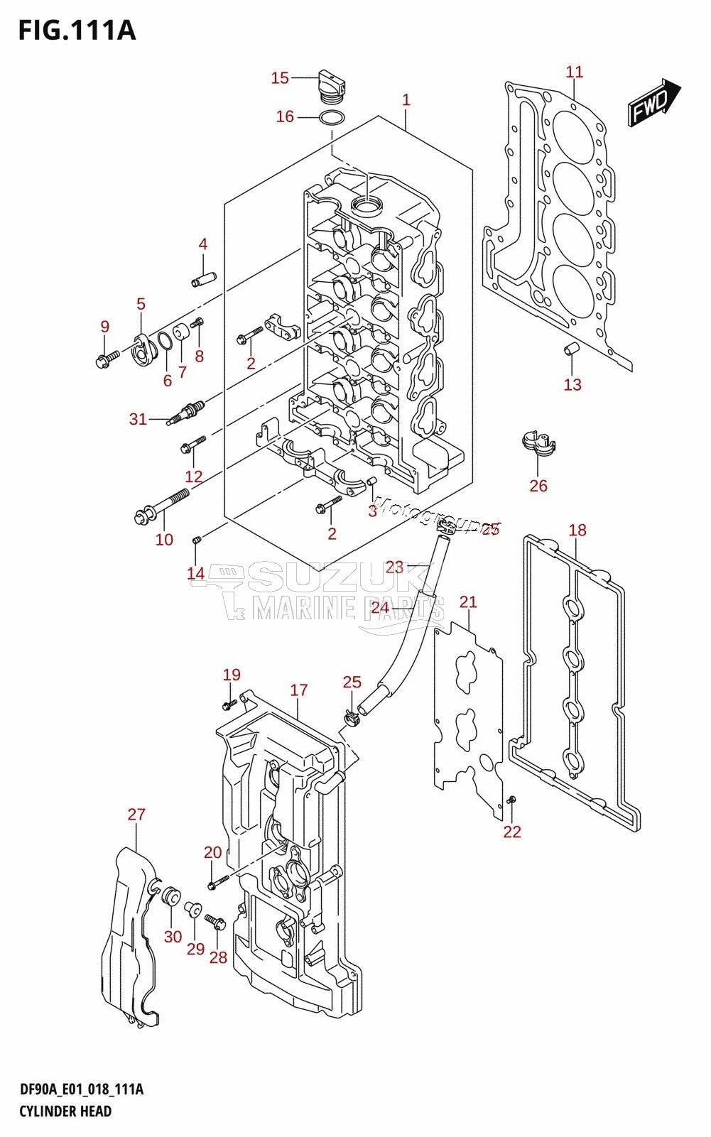 CYLINDER HEAD (DF70A,DF70ATH,DF80A,DF90A,DF90ATH)