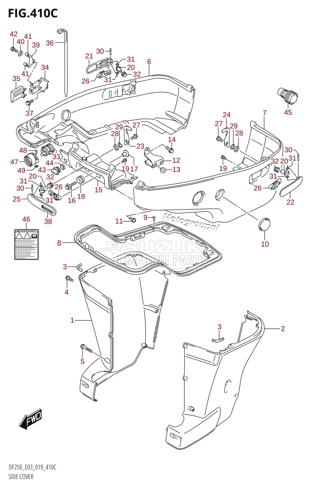 SIDE COVER (DF250ST:X-TRANSOM)