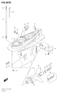 20003F-240001 (2022) 200hp E11 E40-Gen. Export 1-and 2 (DF200AT) DF200A drawing GEAR CASE (DF150AS:E03:023)