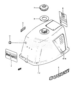 DT5W From 0501-150001 ()  1988 drawing ENGINE COVER 3 DT5W (J /​ VZ)