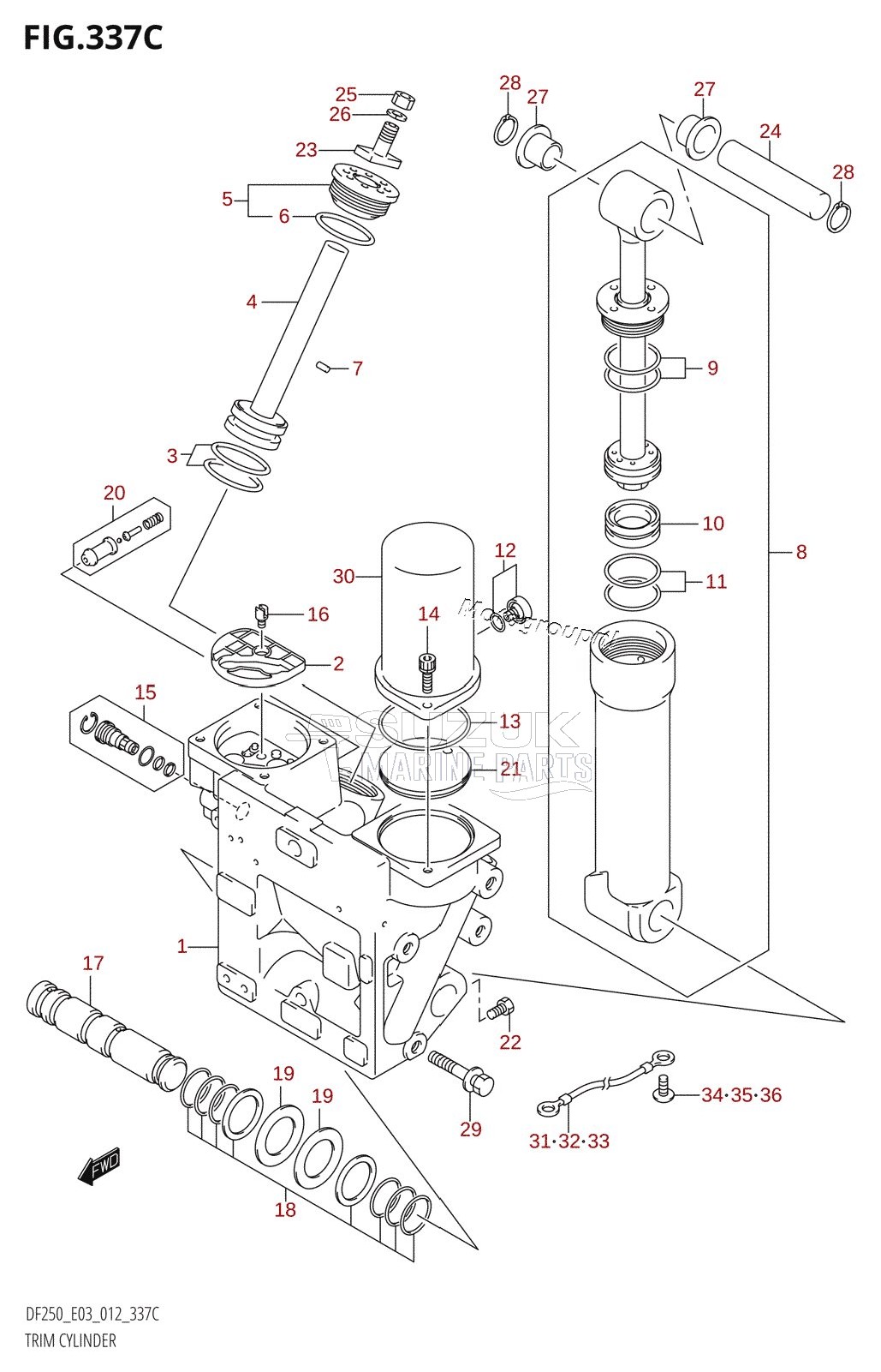 TRIM CYLINDER (DF225T:E03:(X-TRANSOM,XX-TRANSOM))