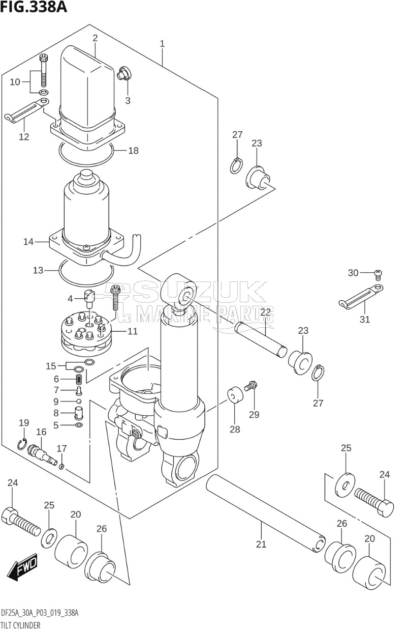 TILT CYLINDER (DF25AT,DF25ATH,DF30AT,DF30ATH)