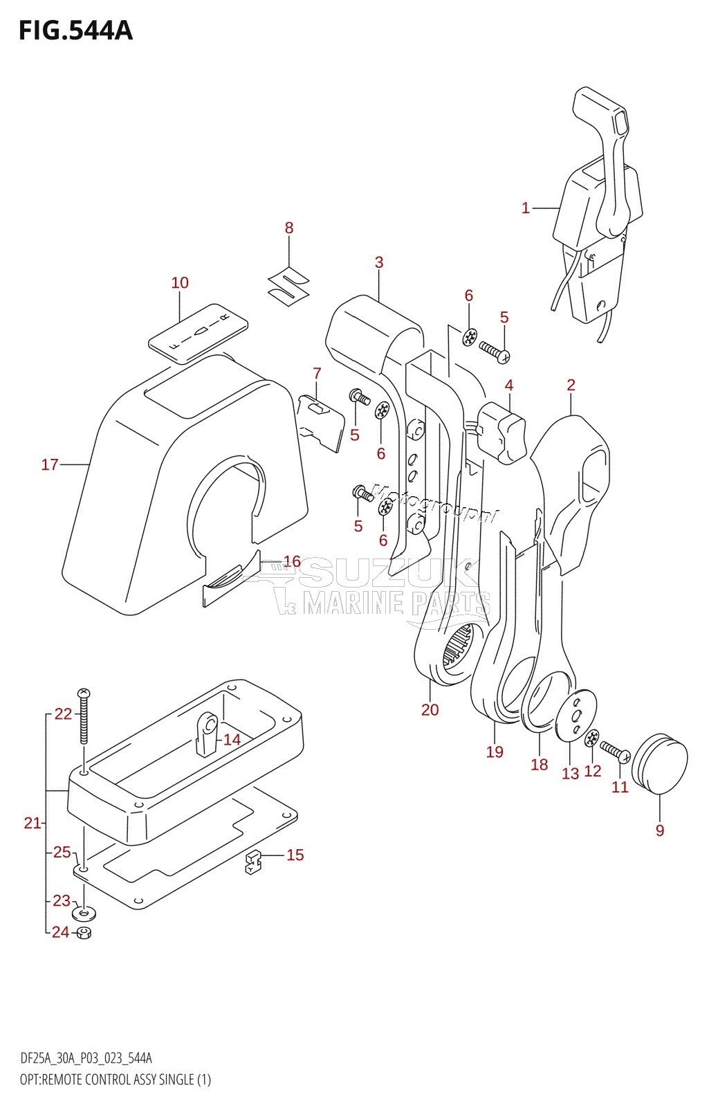 OPT:REMOTE CONTROL ASSY SINGLE (1) (DF25AT,(DF25ATH,DF30ATH):(022,023),DF30AT)