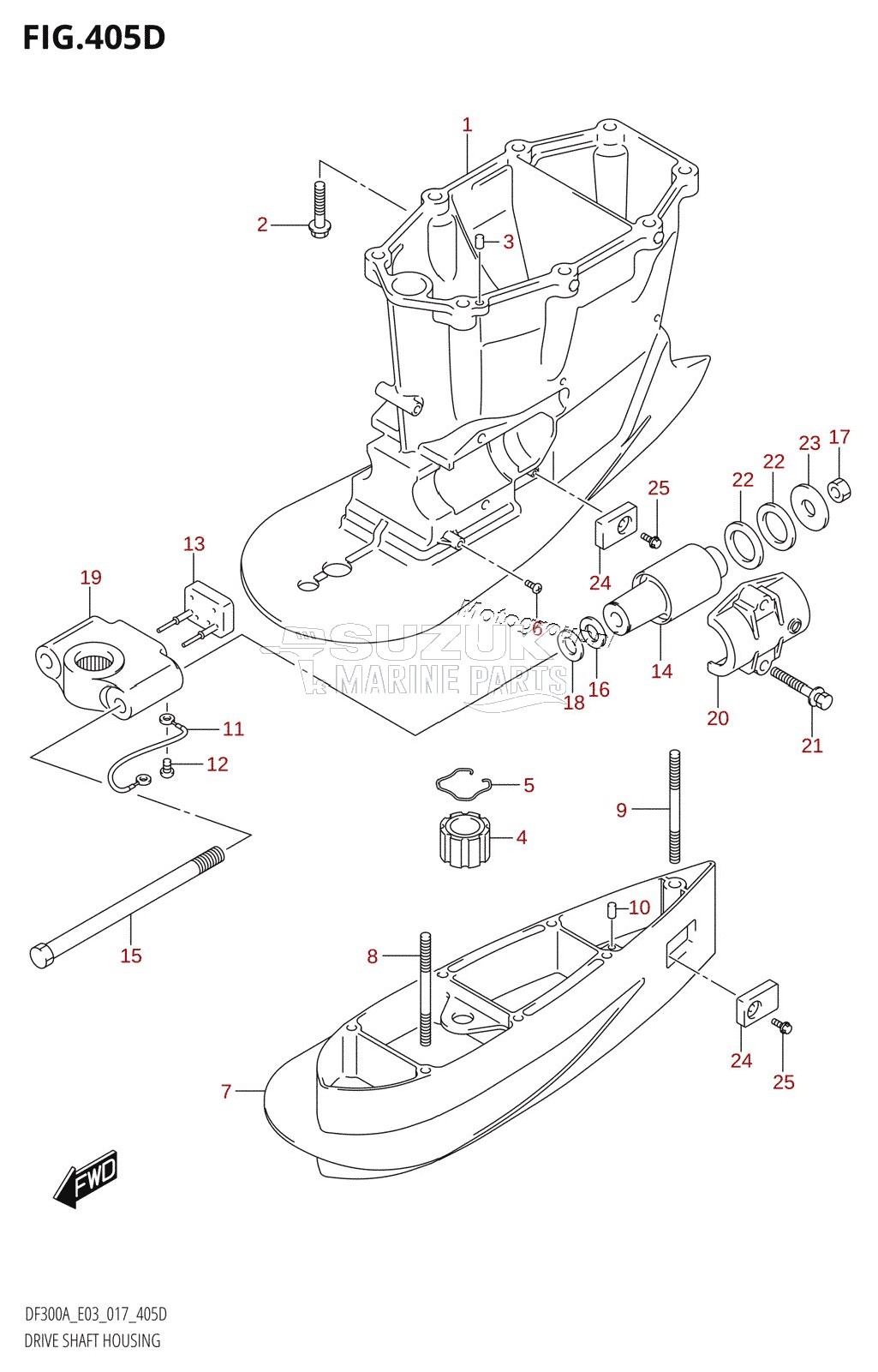 DRIVE SHAFT HOUSING (DF250A:E03:XX-TRANSOM)