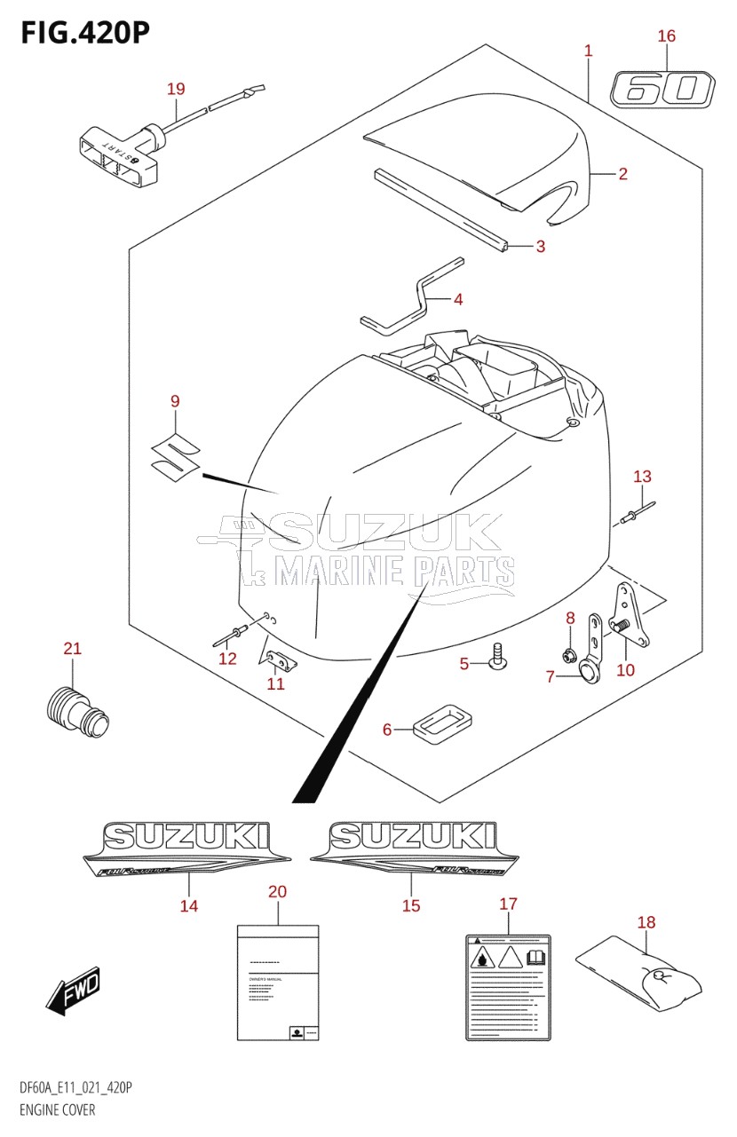 ENGINE COVER ((DF60A,DF60AVT):E11:021)