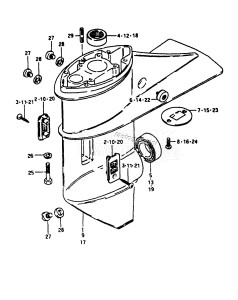 DT16 From 1602-100001 ()  1988 drawing GEAR CASE 1 (THROUGH PROP HUB EXHAUST)