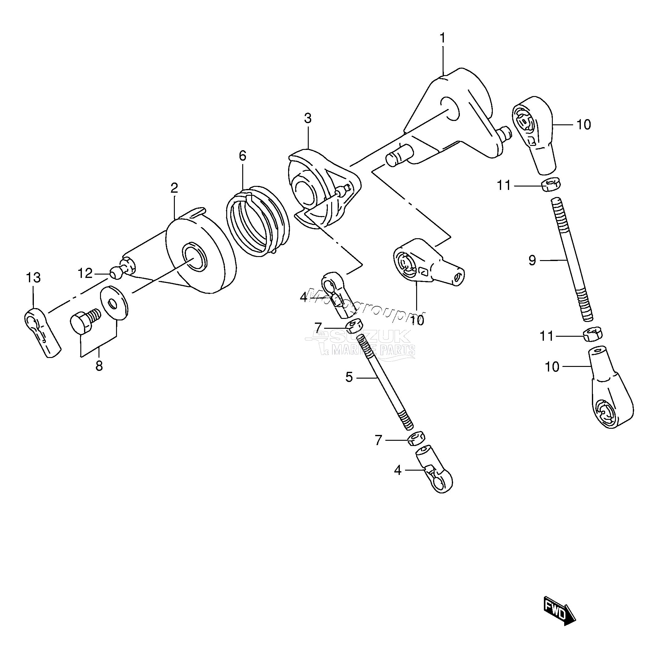 THROTTLE LINK (DT200G,COUNTER ROTATION)