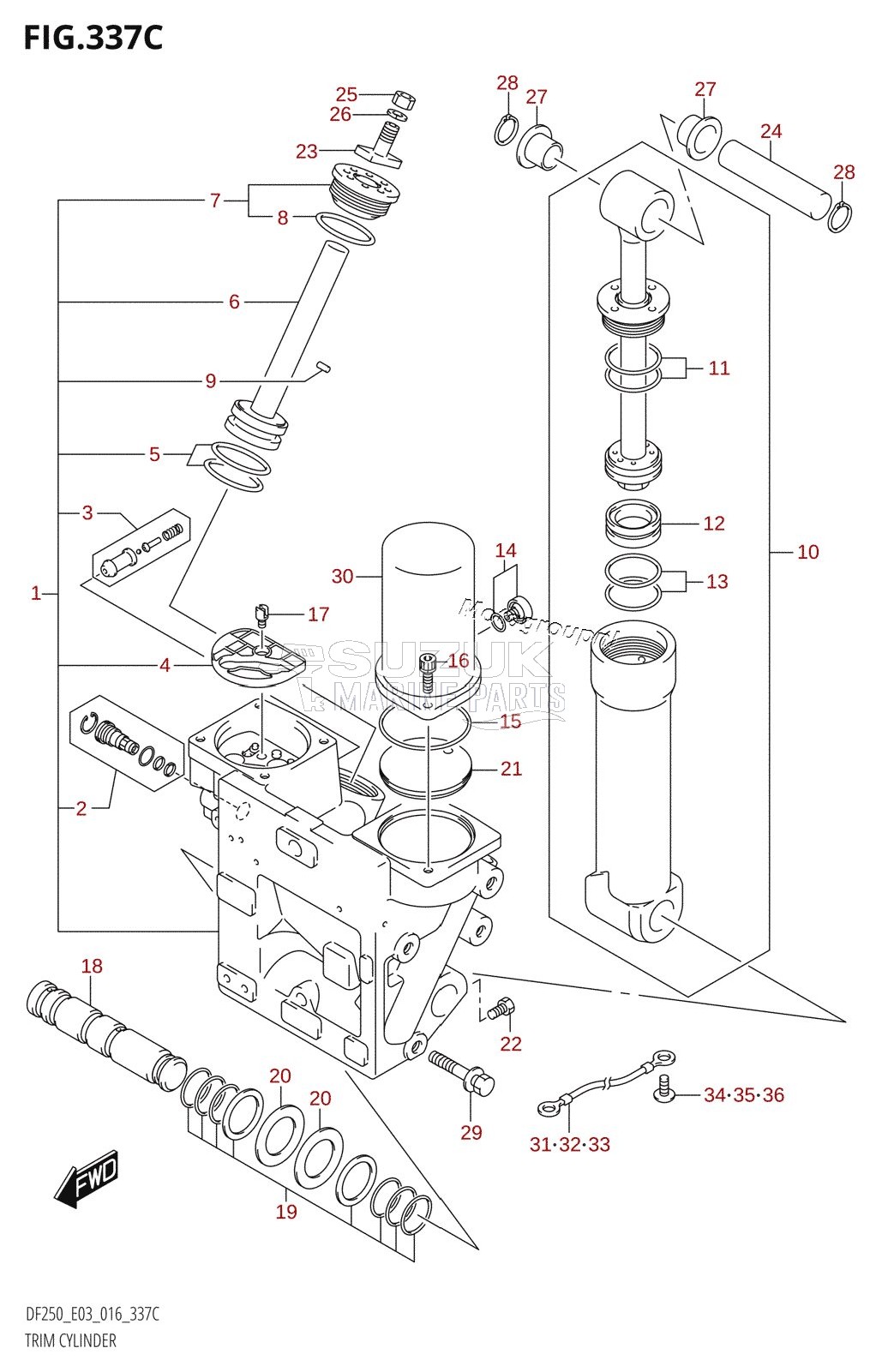 TRIM CYLINDER (DF225T:E03:(X-TRANSOM,XX-TRANSOM))