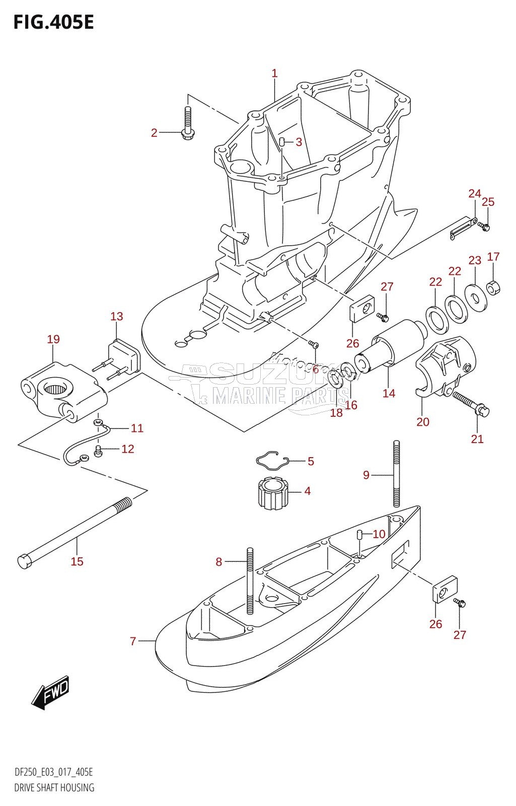 DRIVE SHAFT HOUSING (DF250T:E03:(X-TRANSOM,XX-TRANSOM))