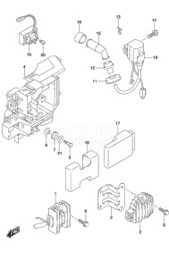 Outboard DF 25A drawing Rectifier/Ignition Coil Remote Control Tiller Handle w/Power Tilt