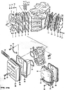 DT50M From 5002-001001 ()  1986 drawing INLET CASE /​ EXHAUST COVER