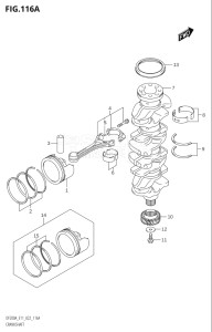 15003F-240001 (2022) 150hp E11 E03 E11 E40-Gen. Export 1 U.S.A Costa Rica (DF150AS    DF150AT   DF150AT) DF150A drawing CRANKSHAFT