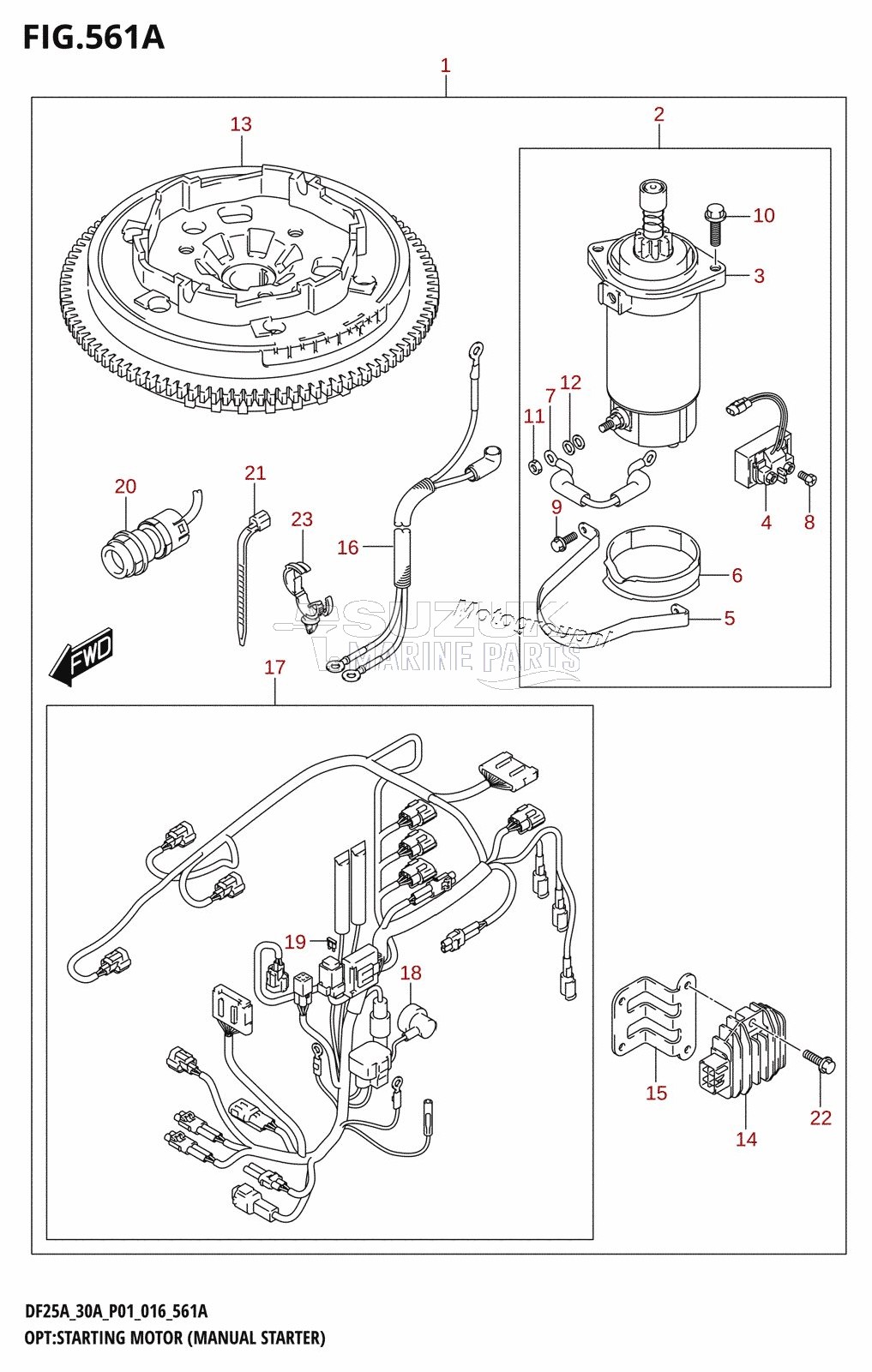 OPT:STARTING MOTOR (MANUAL STARTER) (DF25A:P01:M-STARTER)