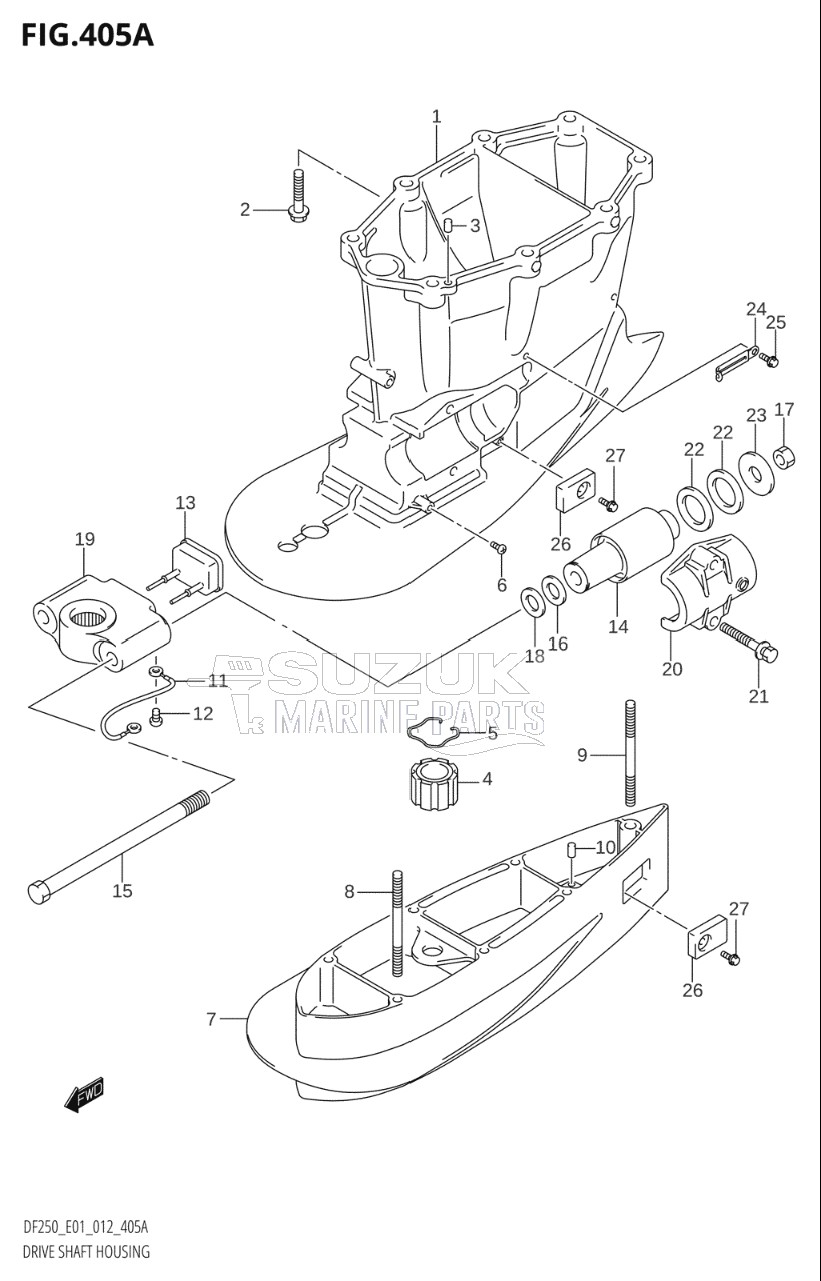 DRIVE SHAFT HOUSING (DF200T:E01:(X-TRANSOM,XX-TRANSOM))