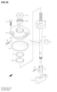 DF140 From 14001F-371001 (E01 E40)  2003 drawing CLUTCH ROD