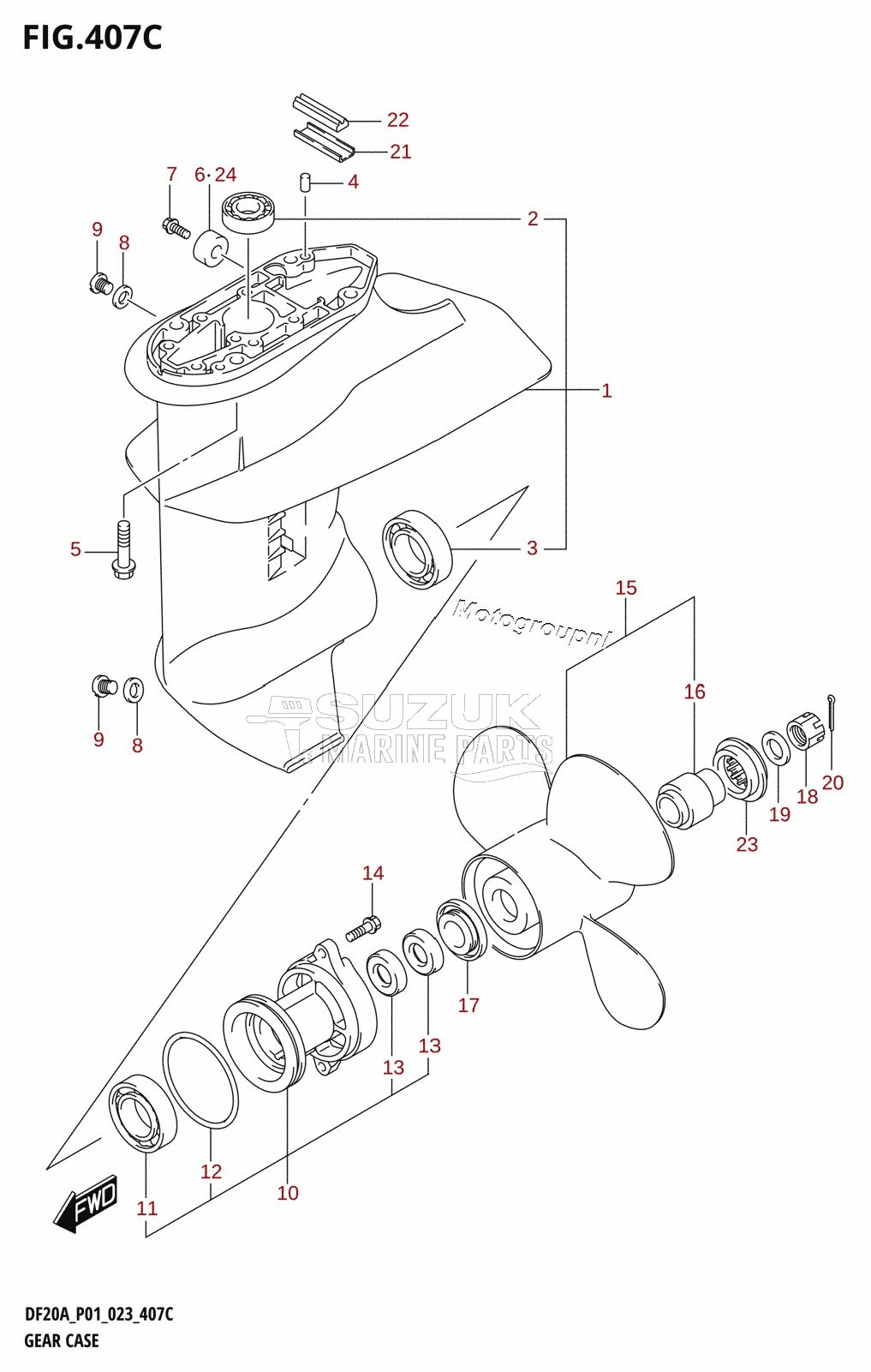 GEAR CASE (DF9.9B,DF9.9BR,DF9.9BT,DF15A,DF15AR)