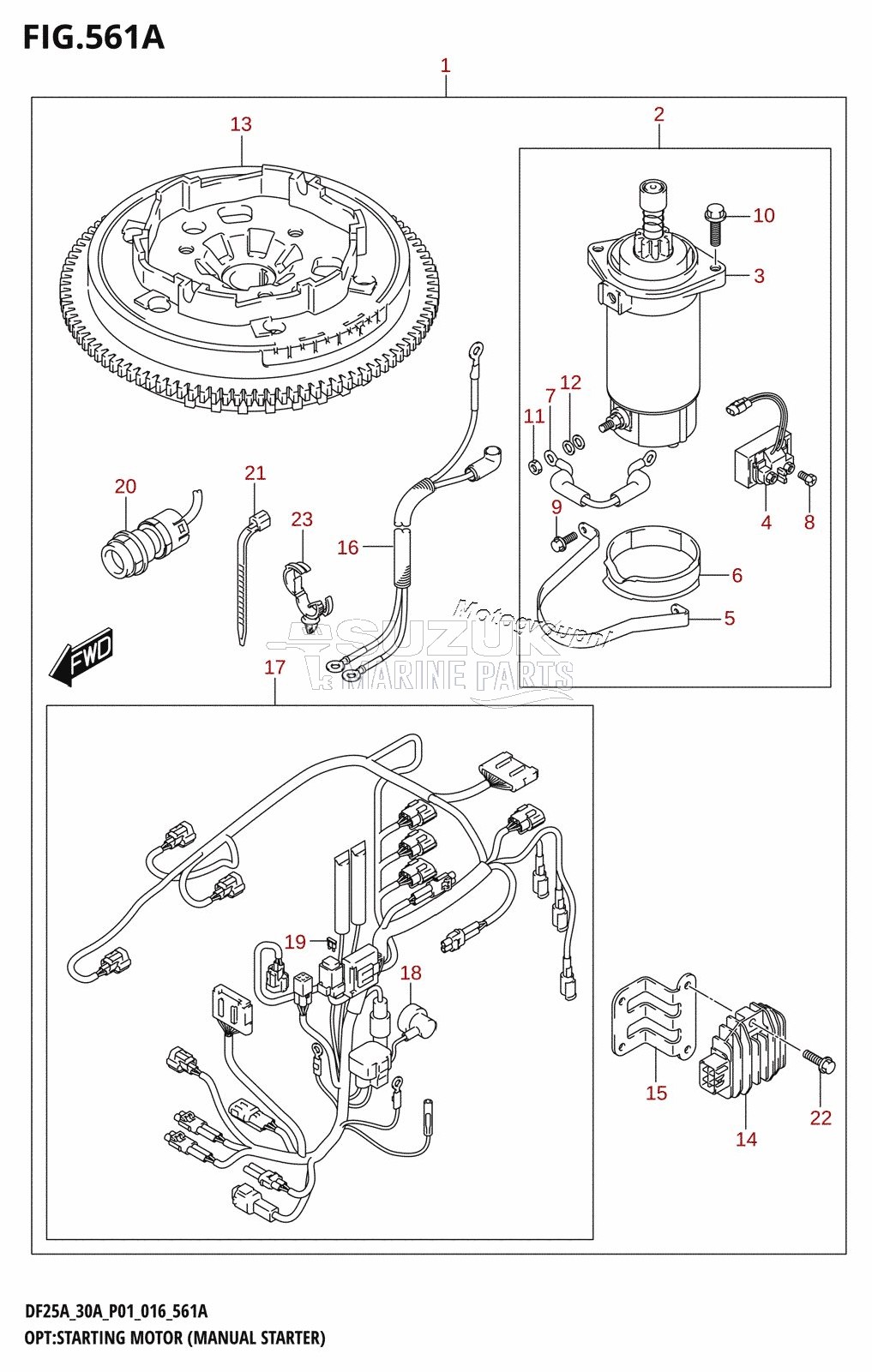 OPT:STARTING MOTOR (MANUAL STARTER) (DF25A:P01:M-STARTER)