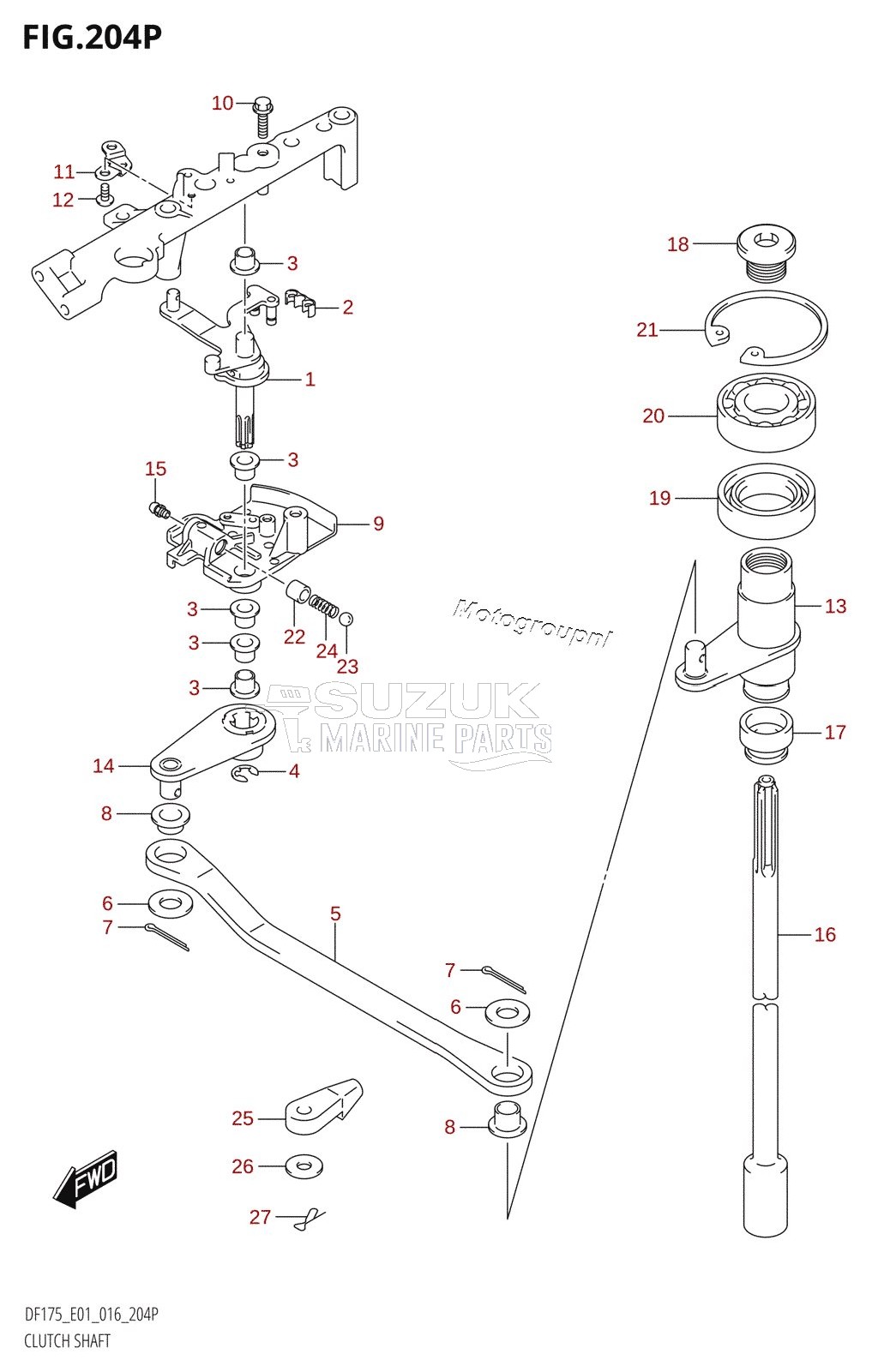 CLUTCH SHAFT (DF175Z:E40)