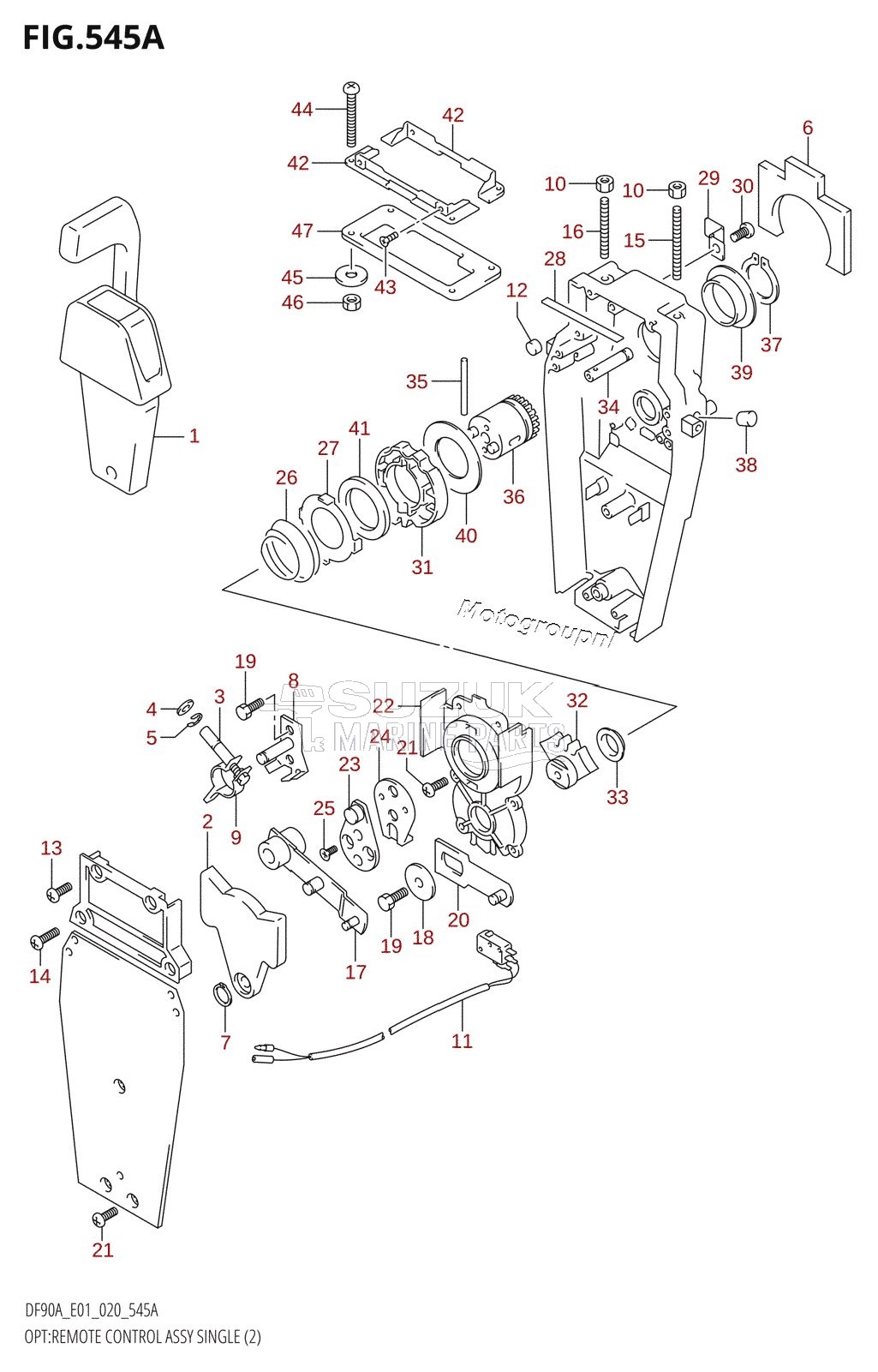 OPT:REMOTE CONTROL ASSY SINGLE (2) (DF70A,DF80A,DF90A,DF100B)