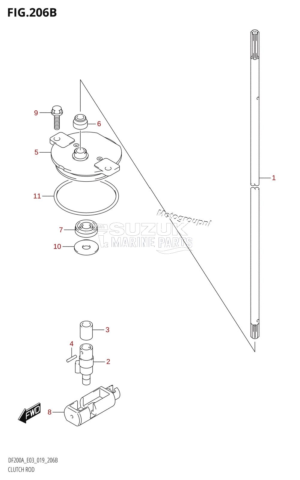 CLUTCH ROD (DF200AZ,DF175AZ,DF150AZ)