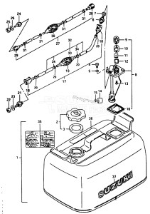 DT40 From 04003-714001 ()  1987 drawing FUEL TANK (DT40C,DT40W /​ MODEL:88~99)