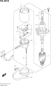 03003F-040001 (2020) 30hp P01 P40-Gen. Export 1 (DF30A  DF30AQ  DF30AR  DF30AT  DF30ATH) DF30A drawing STARTING MOTOR (DF25A,DF25AR,DF25ATH)