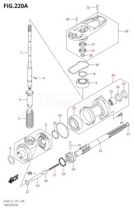 05003F-240001 (2022) 50hp E01 E11-Gen. Export 1-and 2 (DF50AT  DF50AT  DF50ATH  DF50ATH) DF50A drawing TRANSMISSION (SEE NOTE)