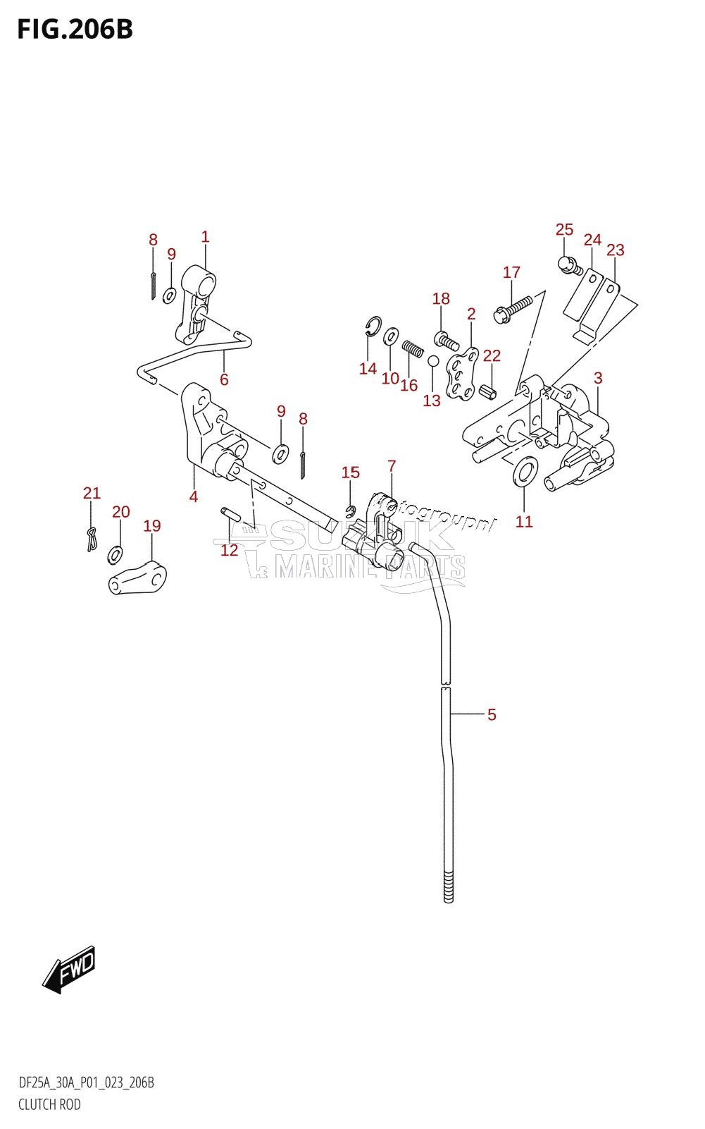 CLUTCH ROD (DF25AR,DF25AT,DF30AR,DF30AT)