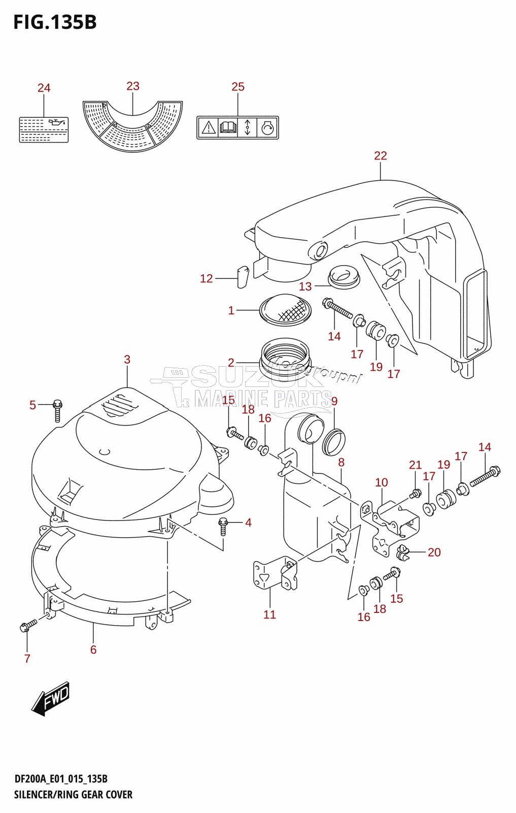 SILENCER /​ RING GEAR COVER (DF200AT:E40)