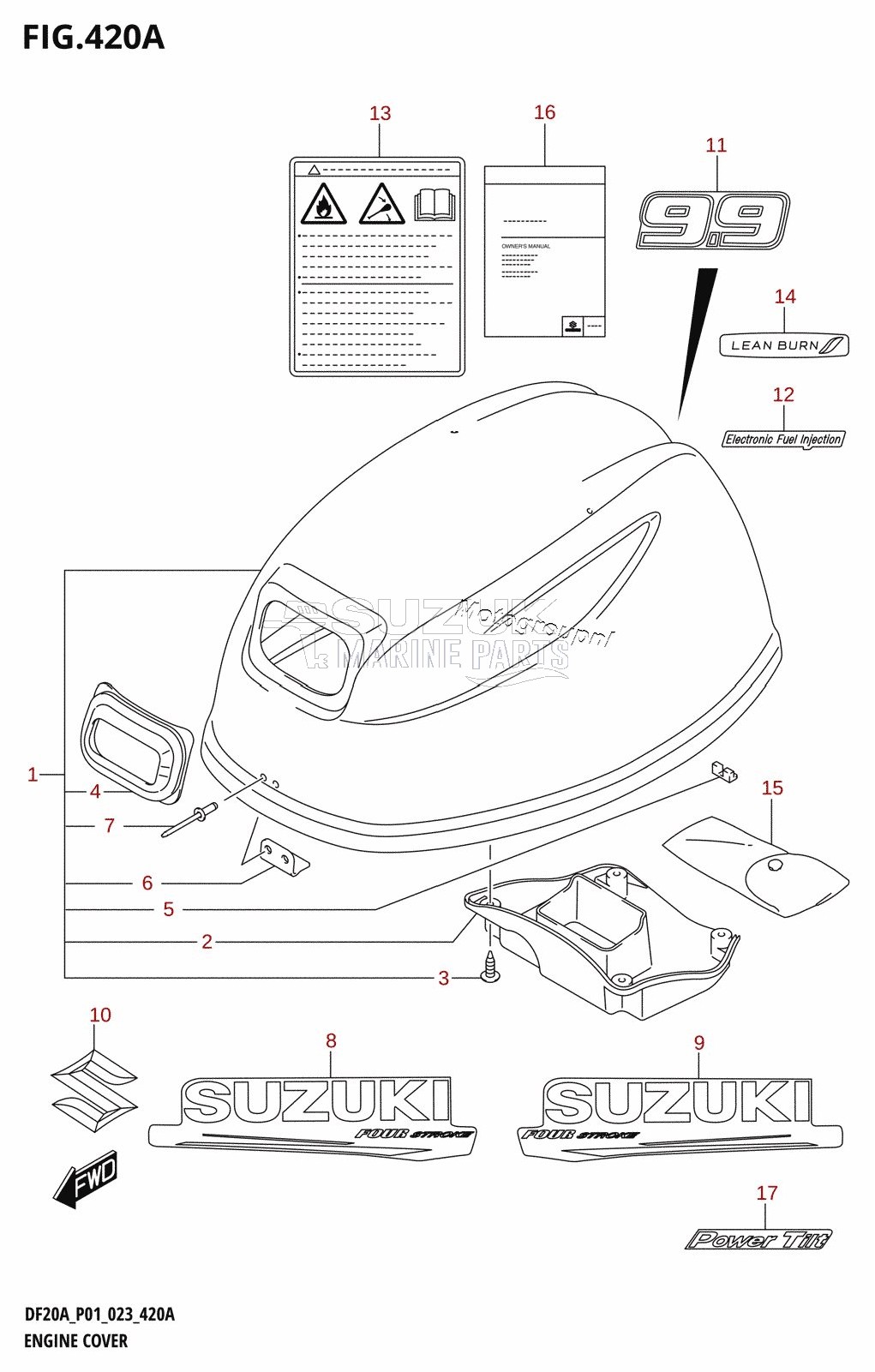 ENGINE COVER ((DF9.9B,DF9.9BR,DF9.9BT,DF9.9BTH):020)